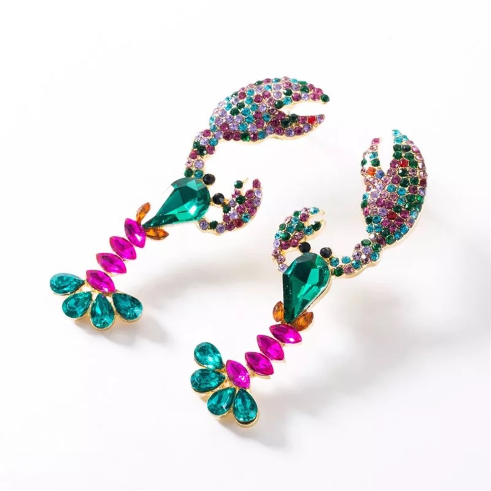 NWT Lobster Jeweled Stud Earrings - Picture 2 of 5